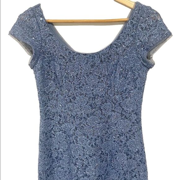 Oleg Cassini Sequin blue gray Cocktail prom Vegas Dress size 2 - Picture 8 of 13